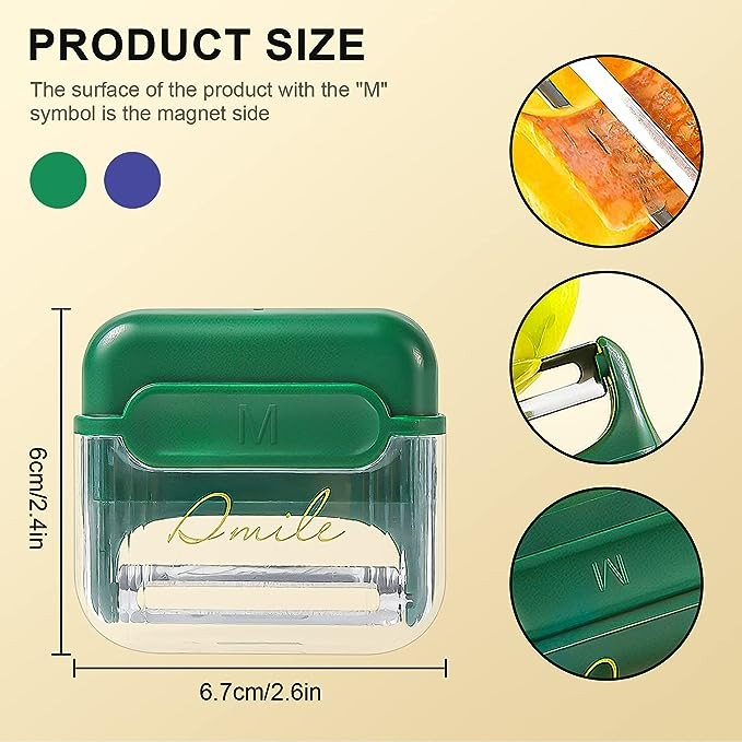 Decojitor/Curatator manual de legume si fructe, , portabil, cu magnet, doua lame, Inox, Verde, 6.7x6x1.6 cm [4]