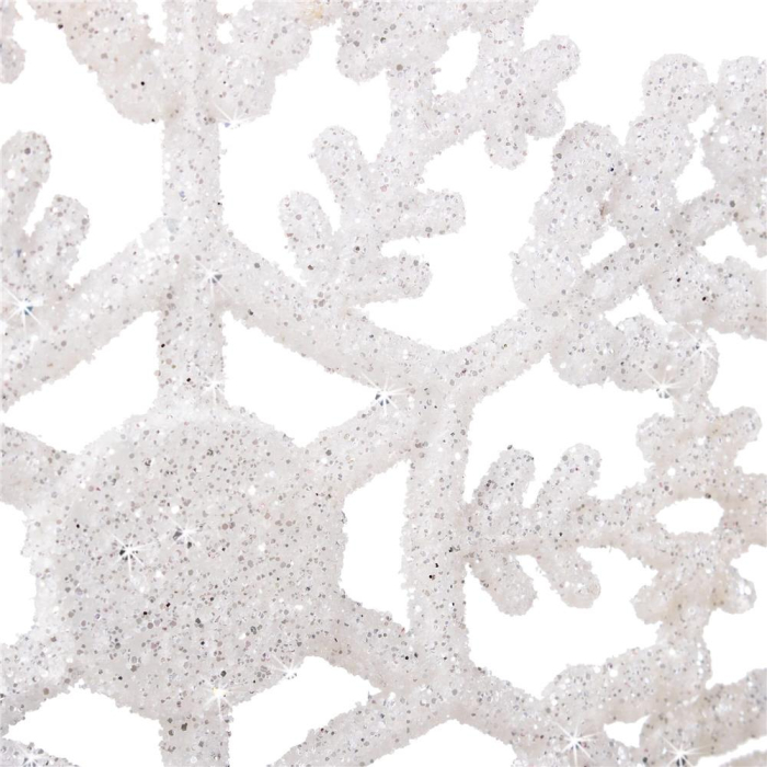 Decoratiune brad fulg de zapada, 13cm, alb cu sclipici [4]
