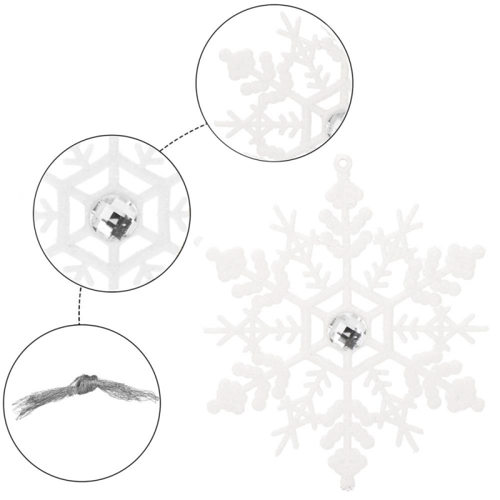 Decoratiune brad fulg de zapada cu cristal, set 2 bucati, 12cm, alb [3]