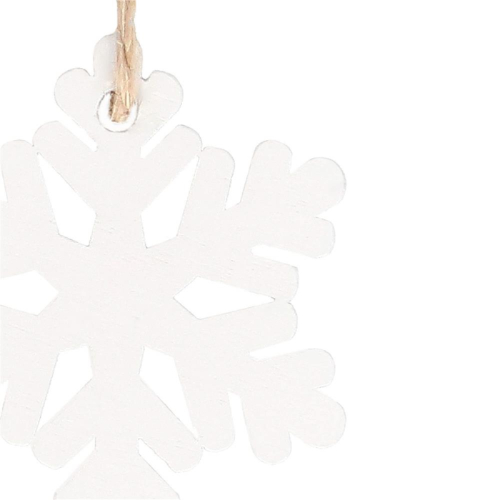 Decoratiune brad fulg de zapada din lemn, set 6 bucati, 4cm, alb [8]