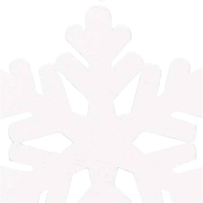 Decoratiune brad fulg de zapada din lemn, set 6 bucati, 4cm, alb [7]