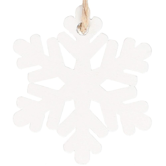 Decoratiune brad fulg de zapada din lemn, set 6 bucati, 4cm, alb [1]