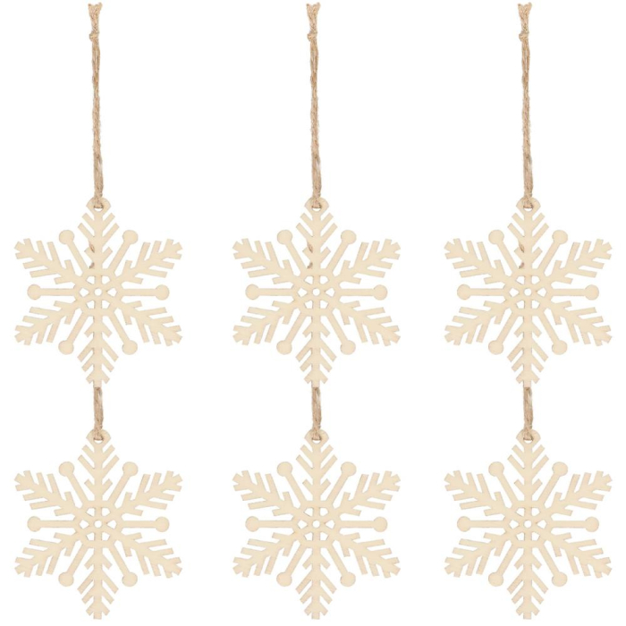 Decoratiune brad fulg de zapada din lemn, set 6 bucati, maro [8]