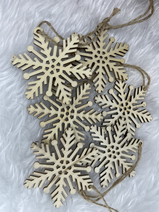 Decoratiune brad fulg de zapada din lemn, set 6 bucati, maro [9]
