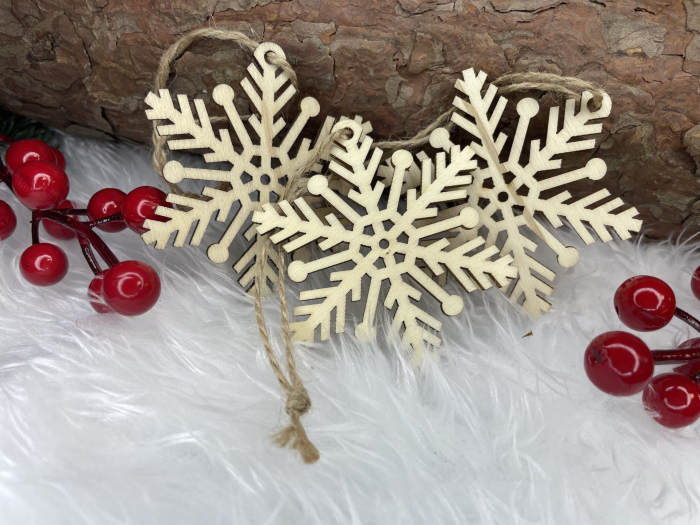 Decoratiune brad fulg de zapada din lemn, set 6 bucati, maro [14]