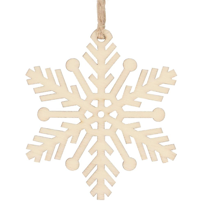 Decoratiune brad fulg de zapada din lemn, set 6 bucati, maro [1]