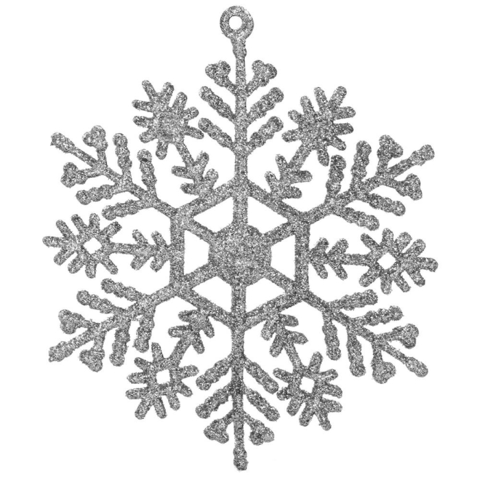 Decoratiune brad fulg de zapada, set 12 bucati, 10cm, argintiu [9]