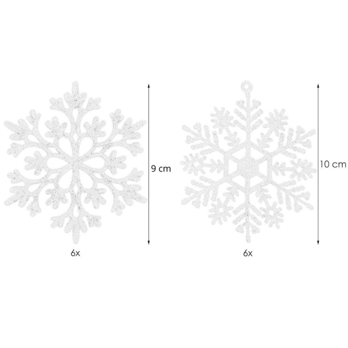 Decoratiune brad fulg de zapada, set 12 bucati, 9-10cm, alb [15]