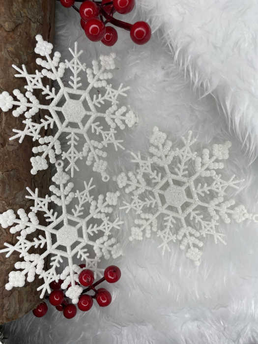 Decoratiune brad fulg de zapada, set 3 bucati, 12cm, alb [11]