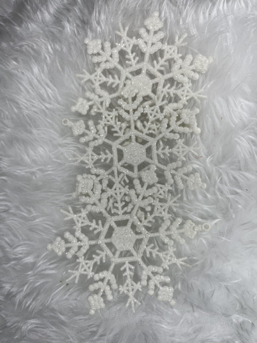 Decoratiune brad fulg de zapada, set 3 bucati, 12cm, alb [9]