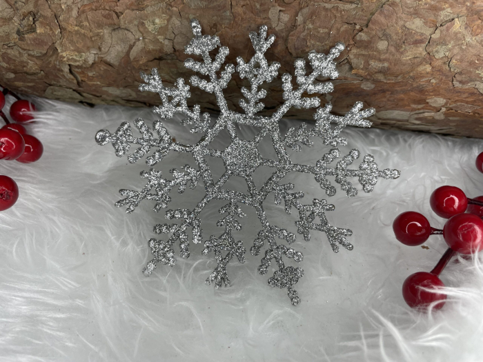 Decoratiune brad fulg de zapada, set 3 bucati, 12cm, argintiu [14]