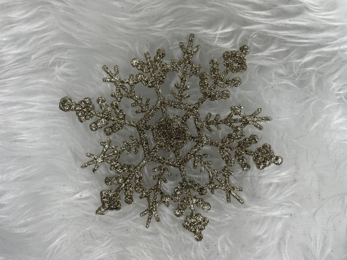 Decoratiune brad fulg de zapada, set 3 bucati, 12cm, auriu [12]