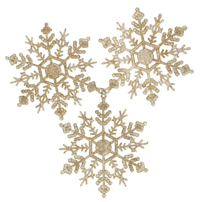 Decoratiune brad fulg de zapada, set 3 bucati, 12cm, auriu [10]