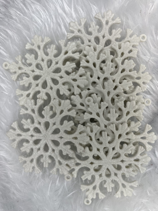 Decoratiune brad fulg de zapada, set 8 bucati, 8cm, alb [13]