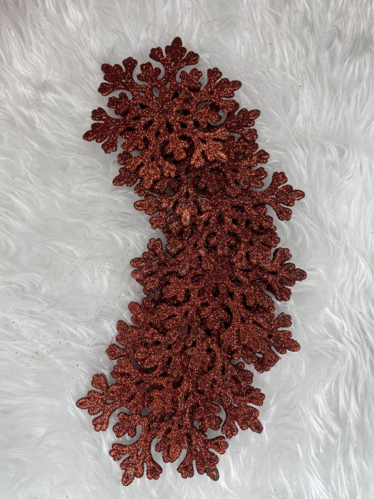 Decoratiune brad fulg de zapada, set 8 bucati, 8cm, rosu [7]