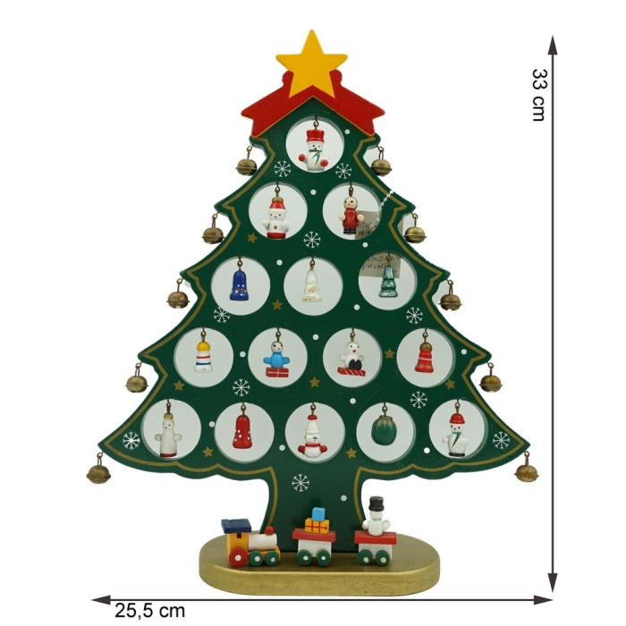 Decoratiune Craciun, Brad, Verde, 15 cavitati cu ornamente, 25.5 cm x 33 cm, Lemn,  [11]