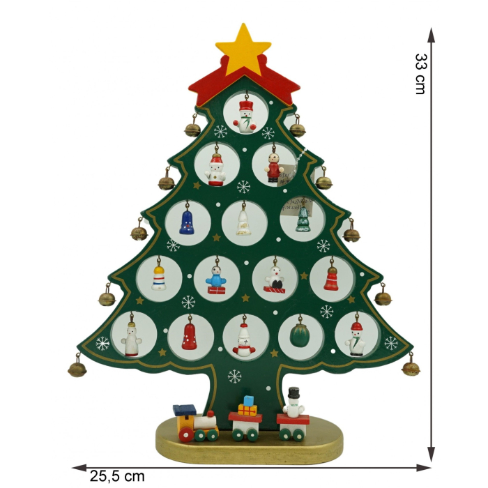 Decoratiune Craciun, Brad, Verde, 15 cavitati cu ornamente, 25.5 cm x 33 cm, Lemn,  [6]