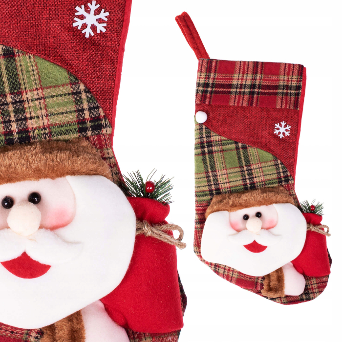 Decoratiune Craciun, soseta pentru cadouri cu Mos Craciun 42cm, rosu [6]