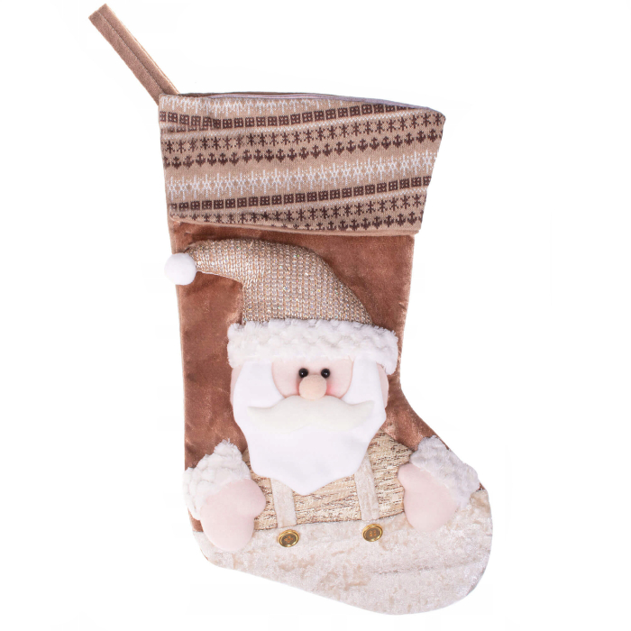 Decoratiune Craciun, soseta pentru cadouri cu Mos Craciun 45cm, maro [1]