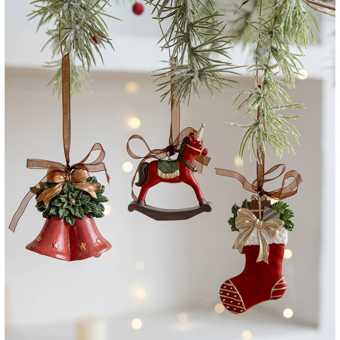 Decoratiune de Craciun, , pentru Brad, Model Clopotei, 8 x 7 cm, din Rasina, Multicolor [3]