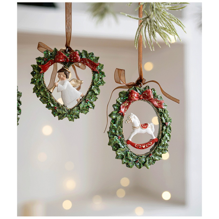 Decoratiune de Craciun, , pentru Brad, Model Ghirlanda cu Inger, 7.5 x 7.5 cm, din Rasina, Multicolor [3]