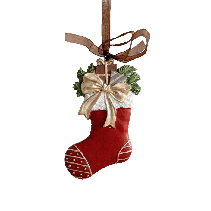 Decoratiune de Craciun, , pentru Brad, Model Soseta, 10 x 6 cm, din Rasina, Multicolor [1]