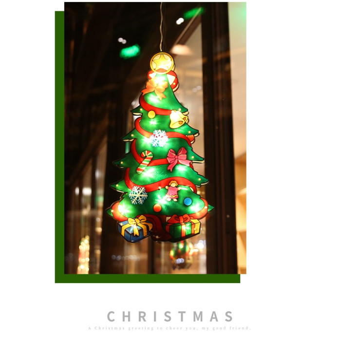 Decoratiune de Craciun pentru fereastra , brad, cu LED-uri, 26 cm, alb cald [4]