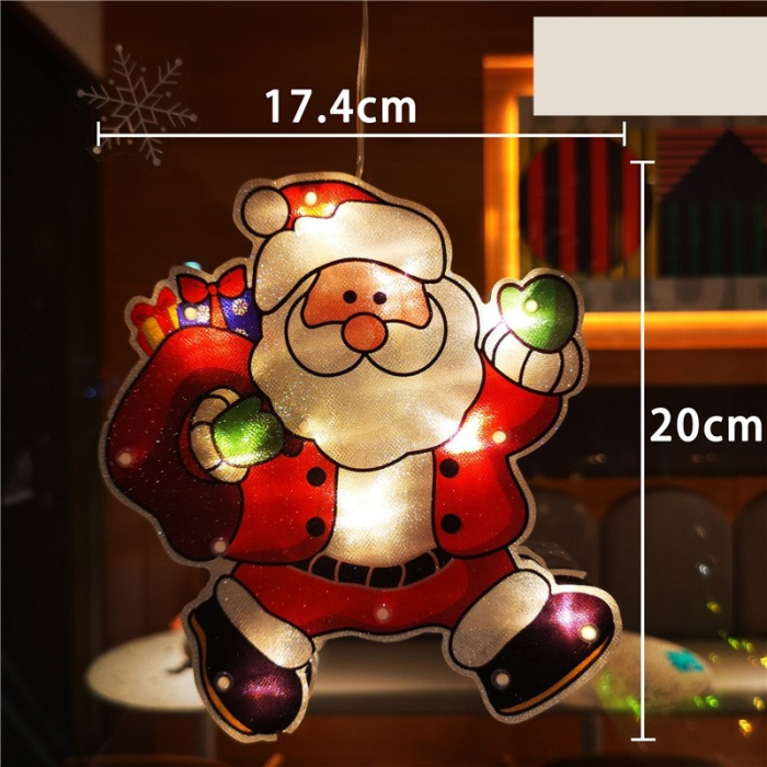 Decoratiune de Craciun pentru fereastra Mos Craciun cu sac, cu LED-uri, 22 cm, alb cald [3]