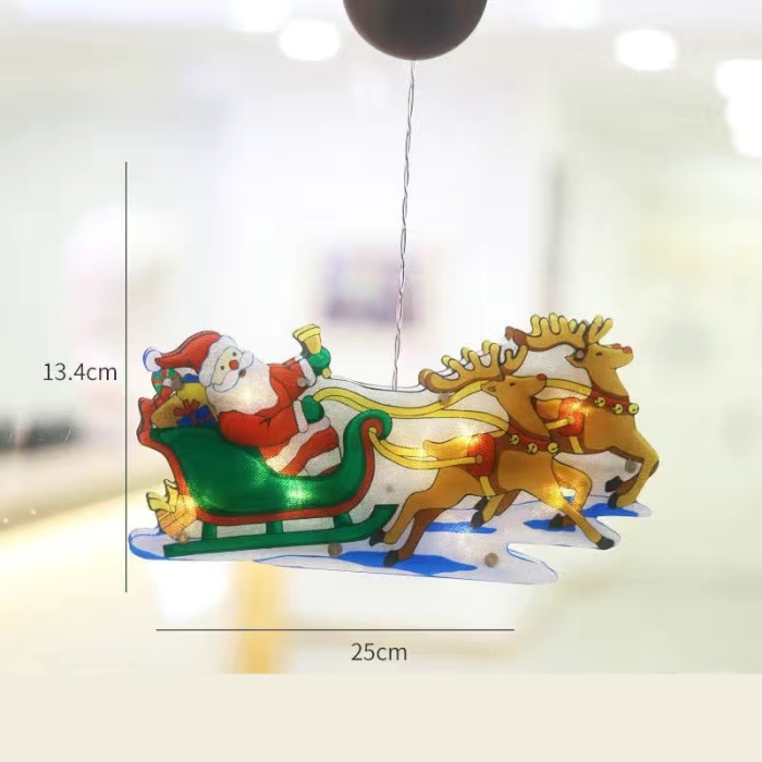 Decoratiune de Craciun pentru fereastra , Sanie cu reni, cu LED-uri, 26 cm, alb cald [4]
