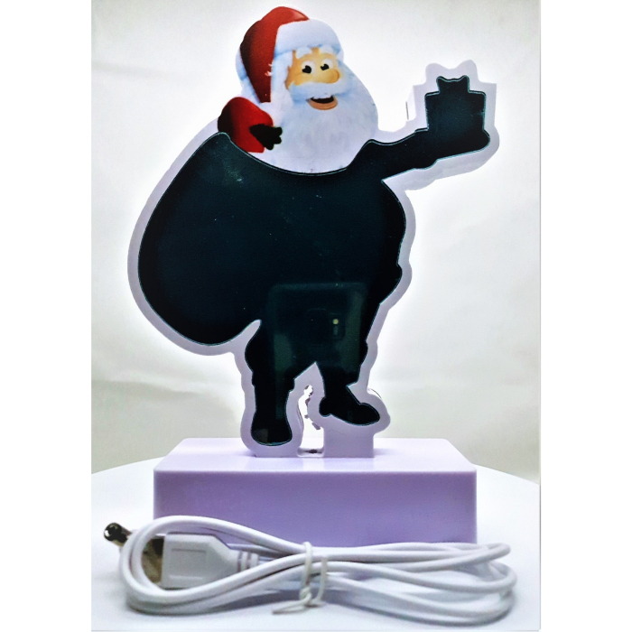 Decoratiune Luminoasa cu Baterii/USB Neon Model Mos Craciun 20 cm Alb Rece [4]