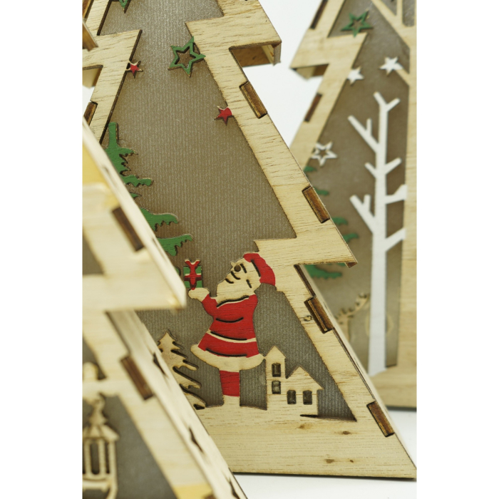 Decoratiune luminoasa, model de Brad cu Mos Craciun, maro, lungime: 14 cm, latime: 5 cm, inaltime: 20 cm, lemn, interior/exterior [5]