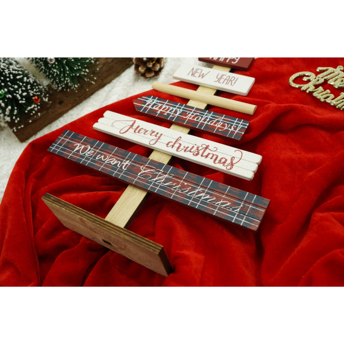 Decoratiune masa decorata, Mesaje Craciun, Multicolor, din Lemn, 22.5 cm x 36 cm, Interior,  [4]