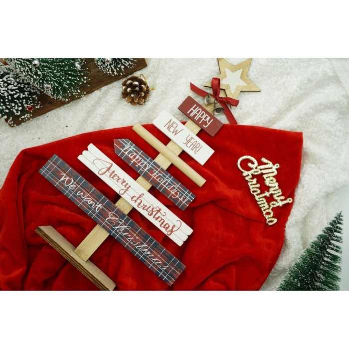 Decoratiune masa decorata, Mesaje Craciun, Multicolor, din Lemn, 22.5 cm x 36 cm, Interior,  [7]