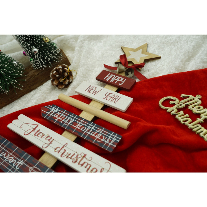 Decoratiune masa decorata, Mesaje Craciun, Multicolor, din Lemn, 22.5 cm x 36 cm, Interior,  [3]
