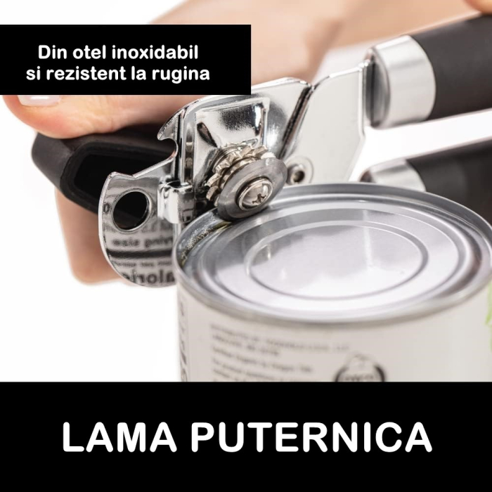 Desfacator de conserve multifunctional , Otel inoxidabil, Maner antialunecare, ergonomic, rezistent la rugina, usor de utilizat, 21.6 x 6 cm, argintiu [2]