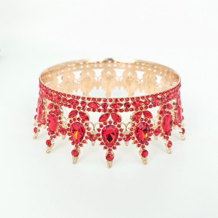 Diadema, , din Aliaj, cu Cristale, Accesoriu Par, Aniversare, Nunta, Petrecere, 15.5 x 5.3 cm, Rosu [5]