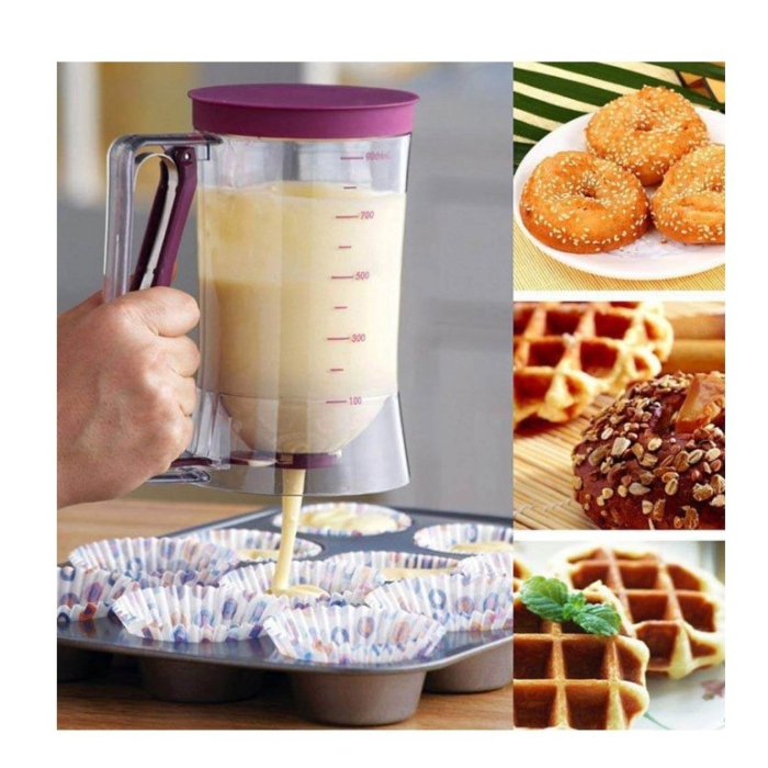 Dispenser de aluat pentru prajituri , Batter Dispenser, din plastic, maner cu arc, 900 ml, usor de manipulat si utilizat, Mov [5]