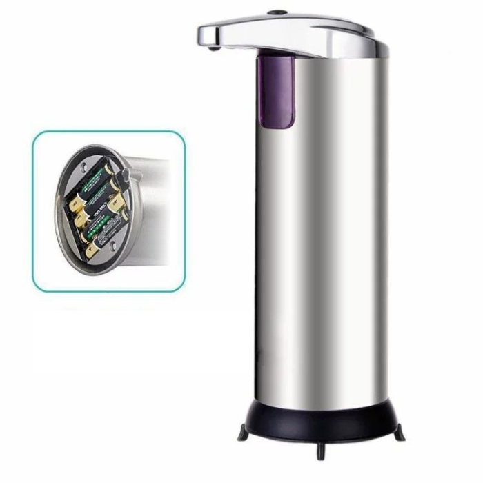 Dispenser pentru Sapun Lichid/Dezinfectant, , cu Senzor Infrarosu de Miscare, din Otel Inoxidabil, 250 ml, 19 x 11 cm, Gri [6]