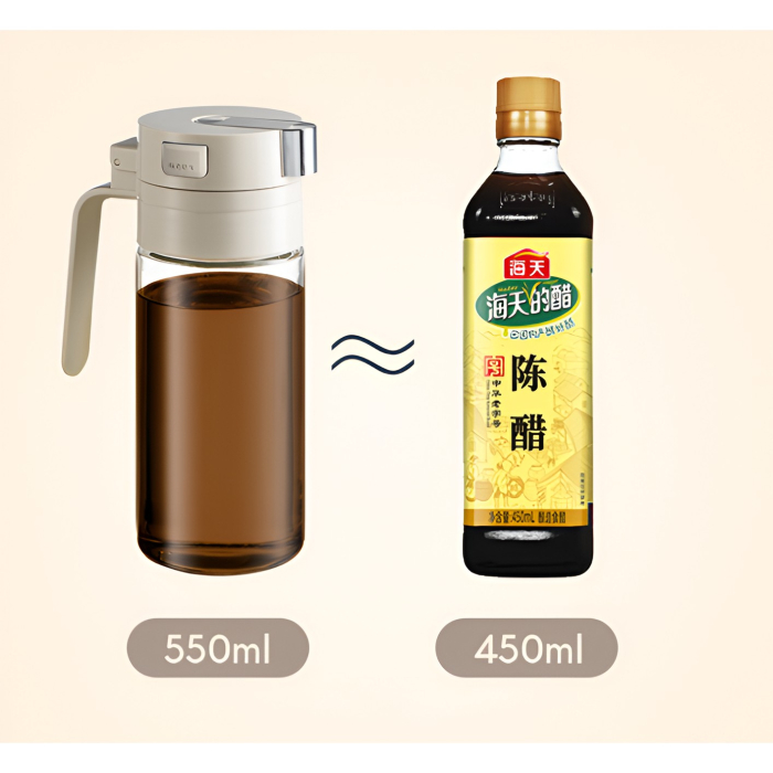 Dispenser pentru Ulei, , Deschidere si Inchidere Automata a Rezervorul, cu Inductie Gravitationala, 550 ml, 12x7.6x20.5 cm, Alb [14]