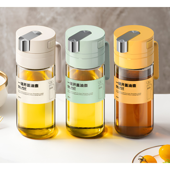 Dispenser pentru Ulei, , Deschidere si Inchidere Automata a Rezervorul, cu Inductie Gravitationala, 550 ml, 12x7.6x20.5 cm, Verde [5]