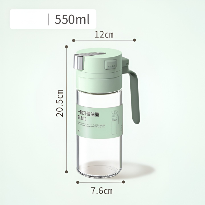Dispenser pentru Ulei, , Deschidere si Inchidere Automata a Rezervorul, cu Inductie Gravitationala, 550 ml, 12x7.6x20.5 cm, Verde [4]