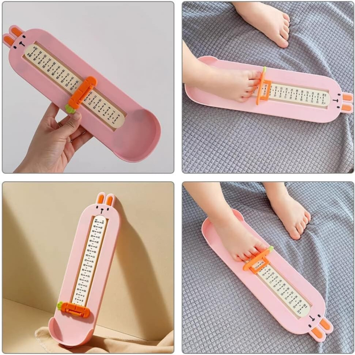 Dispozitiv de Masurat Talpa Piciorului pentru Bebelusi, , 6-24, Model Iepuras, Roz [4]