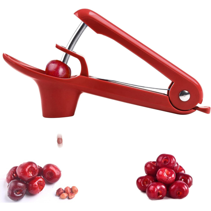 Dispozitiv de Scos Samburi, , Manual, cu 1 Gaura, pentru Cirese/Masline, 20.5 x 3.8 x 13 cm, din ABS+Otel Inoxidabil, cu Maner, Rosu [7]