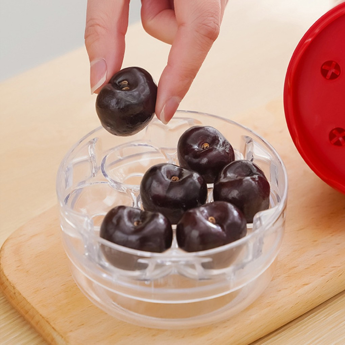 Dispozitiv de Scos Samburi, , Manual, cu 7 Gauri, pentru Cirese, 13 x 9.2 cm, din ABS, Rosu [4]