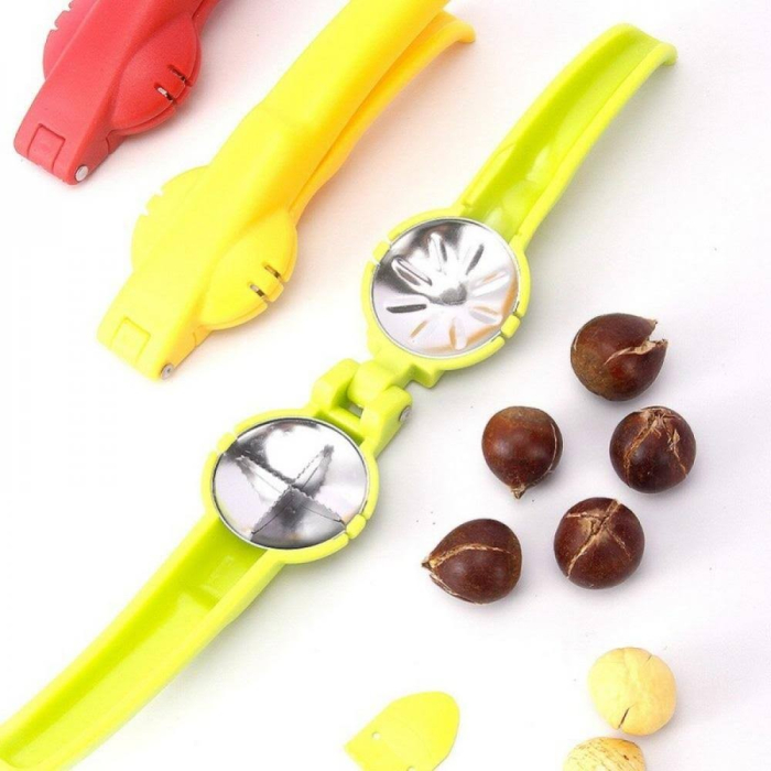 Dispozitiv de spart nuci si castane , ABS si otel, 17.5 x 5.5 x 5 cm, usor de utilizat, galben [4]