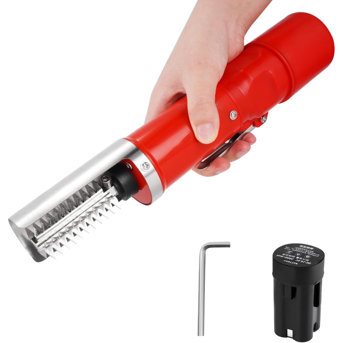 Dispozitiv Electric de Curatare Solzi Peste, , din Otel Inoxidabil, 28 x 5 cm, Rosu [3]