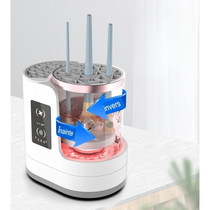 Dispozitiv Portabil de Curatare a Pensulelor de Machiaj, , cu Functie de Uscare, 5V, 850RPM, Cablu 1.2 m, 17.3 x 12.1 x 17.5 cm, Alb [3]