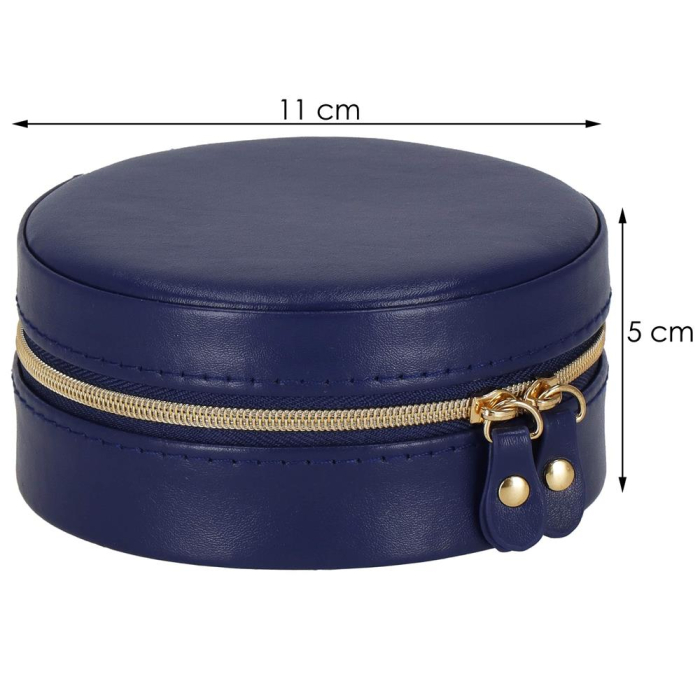 (DL) Cutie depozitare si organizare bijuterii, MDF, piele ecologica, 11 x 5cm, albastru marin [11]