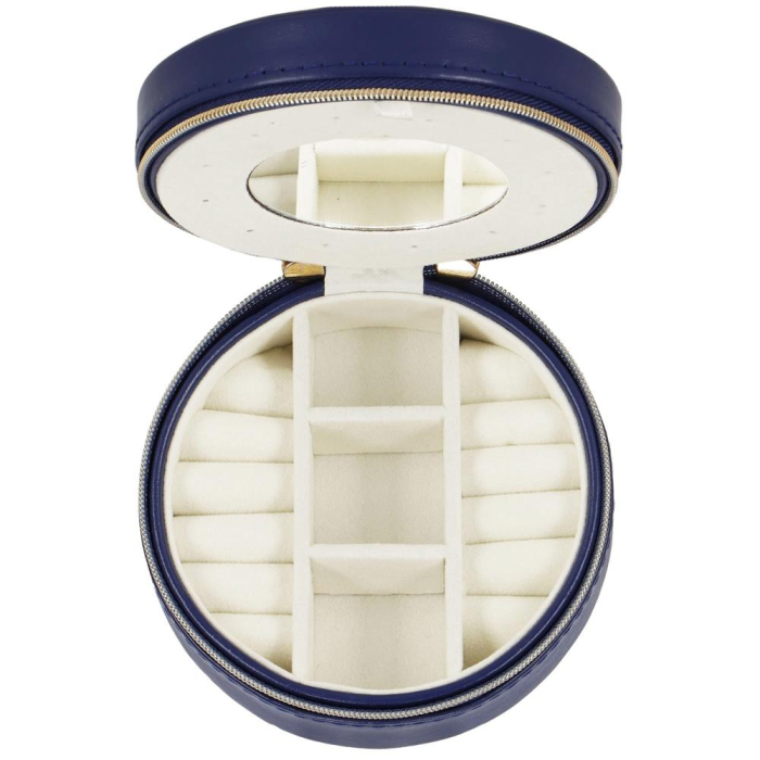 (DL) Cutie depozitare si organizare bijuterii, MDF, piele ecologica, 11 x 5cm, albastru marin [21]