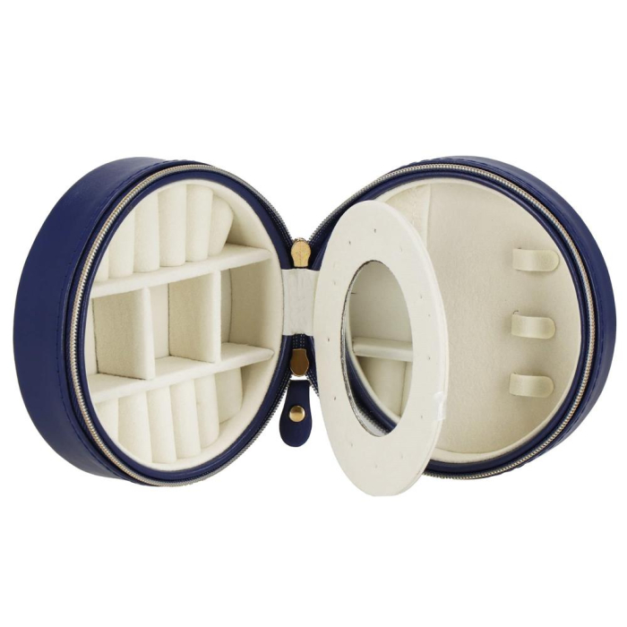 (DL) Cutie depozitare si organizare bijuterii, MDF, piele ecologica, 11 x 5cm, albastru marin [15]